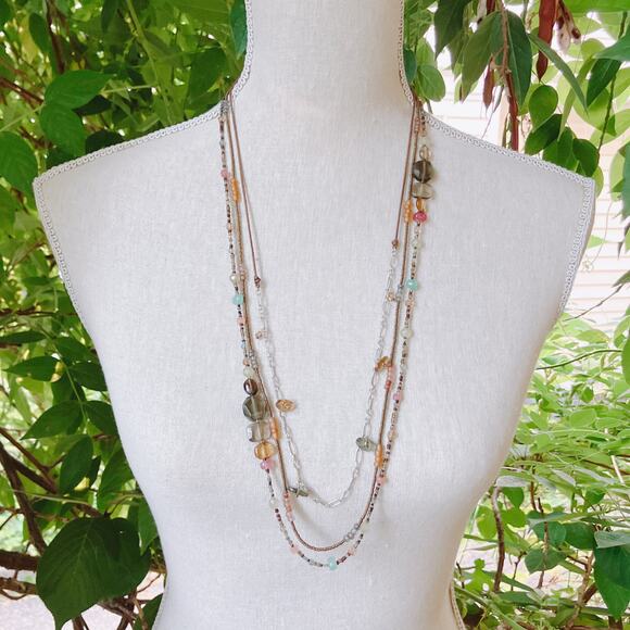 Signed Silpada Necklace N2112 Sterling Layered Leather Glass Bead Boho 2011-2012 - Picture 2 of 12